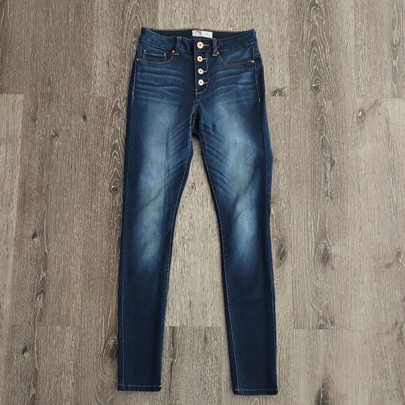 L.e.i. Eva High Rise Jeggings Button Fly Size 5 - Picture 1 of 7